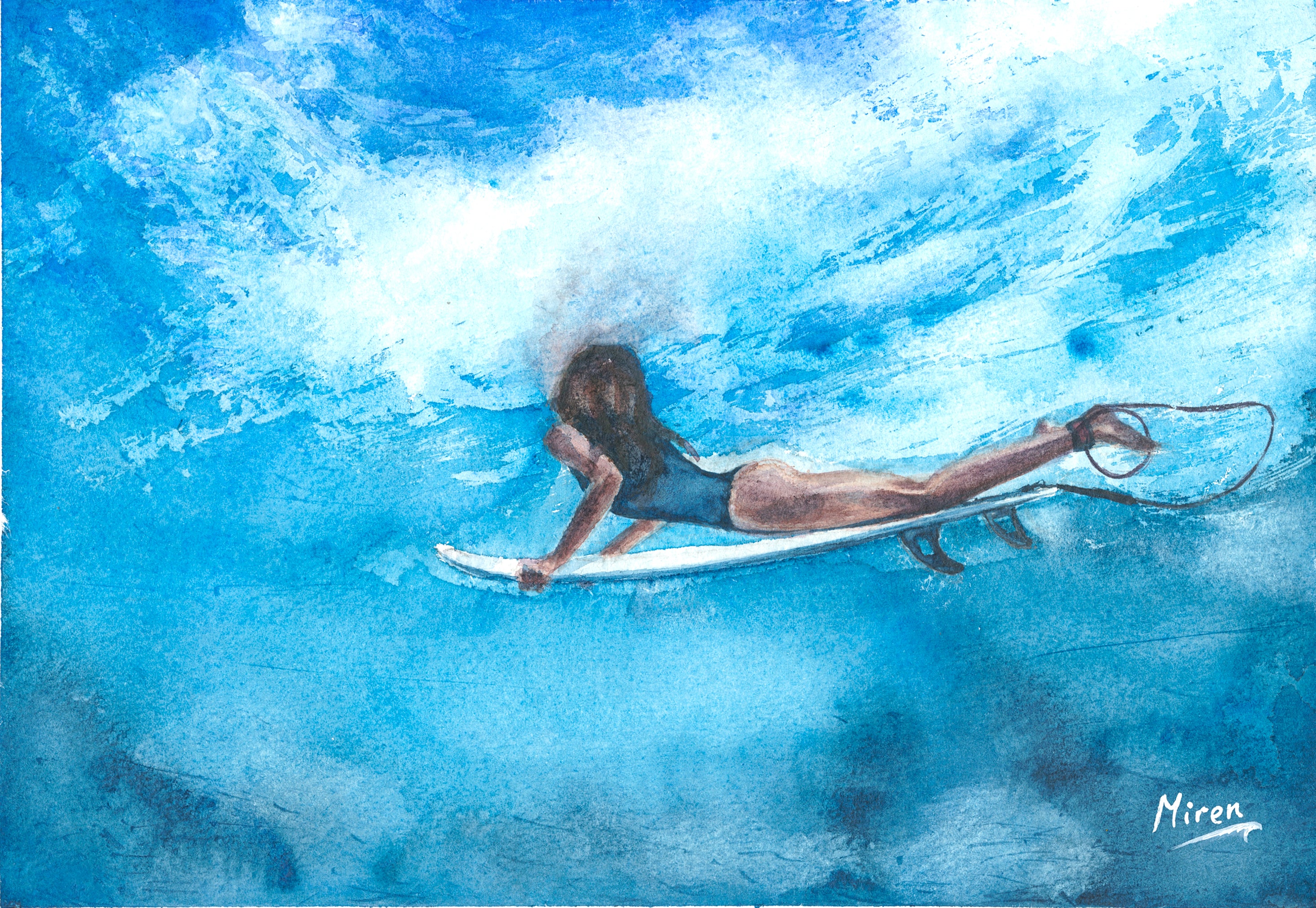Duck Dive Surfer Folded Art Card